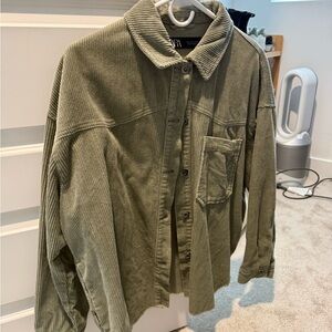 Zara Sage Green Corduroy Shirt